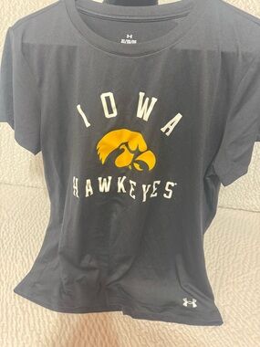 Under Armour Iowa Hawkeyes Black Tee with Gold Logo